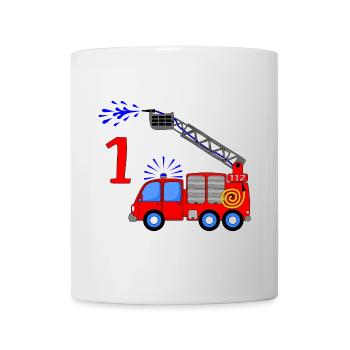 Feuerwehrfahrzeug 1 Geburtstag Kinder - Tasse - Weiß - Vorne