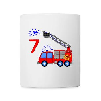 Feuerwehrfahrzeug 7 Geburtstag Kinder - Tasse - Weiß - Vorne