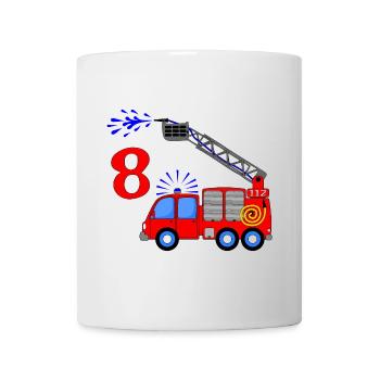 Feuerwehrfahrzeug 8 Geburtstag Kinder - Tasse - Weiß - Vorne