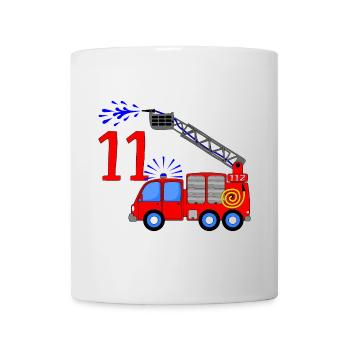 Feuerwehrfahrzeug 11 Geburtstag Kinder - Tasse - Weiß - Vorne