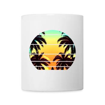Sonnenuntergang unter Palmen - Tasse - Weiß - Vorne
