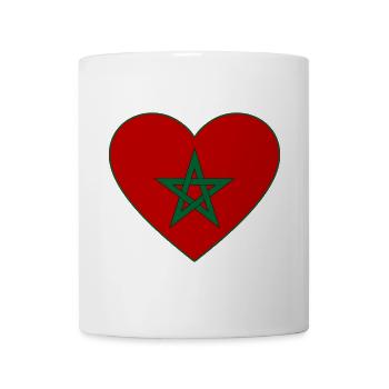 Marokko Flagge Herz - Tasse - Weiß - Vorne