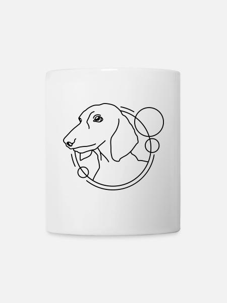 Teckel en forme géométrique - Design d’art au trait - Mug blanc - blanc