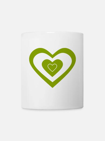 Grünes Herz grün Muster Herzmuster Geschenkidee - Tasse - Weiß