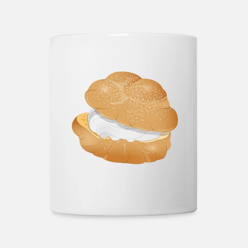 Illustration eines mit Sahne gefüllten Windbeutel - Tasse - Weiß