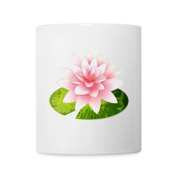 leuchtende Seerose mit grünem Seerosenblatt - Tasse - Weiß - Vorne