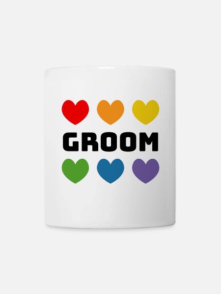 Rainbow Hearts Groom black - Mug - white