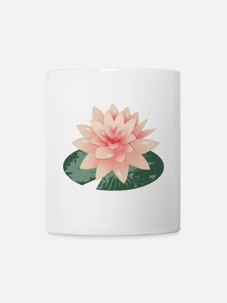 Beau nénuphar avec pétale de nénuphar vert - Mug blanc - blanc