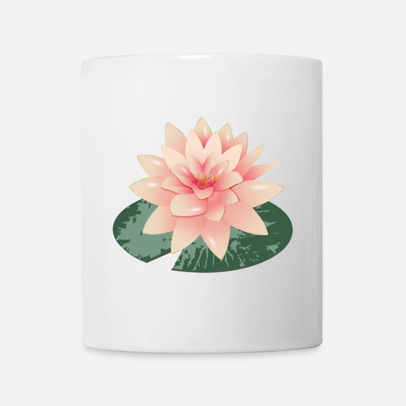 Beau nénuphar avec pétale de nénuphar vert - Mug blanc - blanc