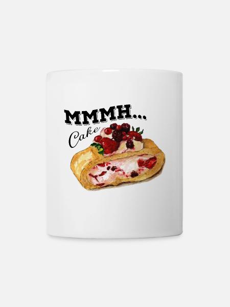 Mmmh Cake Cake Vintage Watercolor Strawberry Roller Shutter - Mug - white