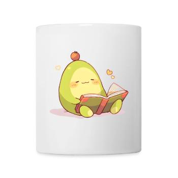 Avocado Leseheld – Kuschelnde Buchzeit - Tasse - Weiß - Vorne