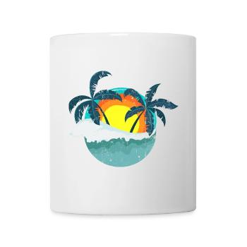 Tropischer Sonnenuntergang Palmen Insel - Tasse - Weiß - Vorne