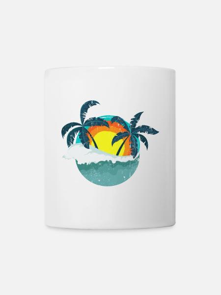 Coucher de soleil tropical sur l’île des palmiers - Mug blanc - blanc