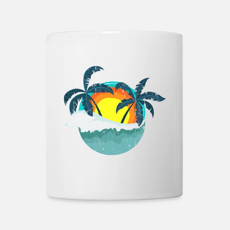 Coucher de soleil tropical sur l’île des palmiers - Mug blanc - blanc
