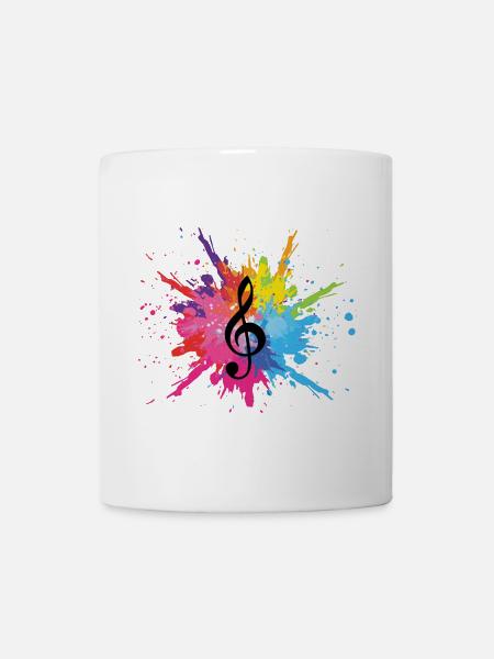 Music and multicolored explosion (black) - Mug - white