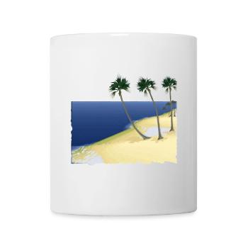 Palmiers et mer avec effet fresque - Mug blanc - blanc - Devant