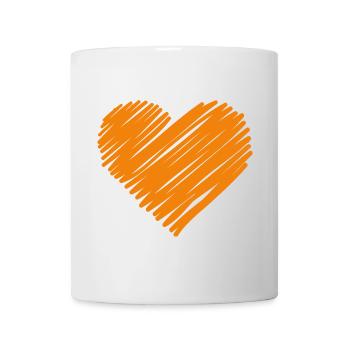 Gribouillis au cœur de la main orange - Mug blanc - blanc - Devant