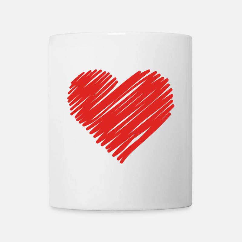 Red Sketch Heart Motif - Mug - white