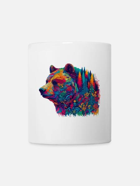 Bär mit Waldlandschaft verziert - Tasse - Weiß