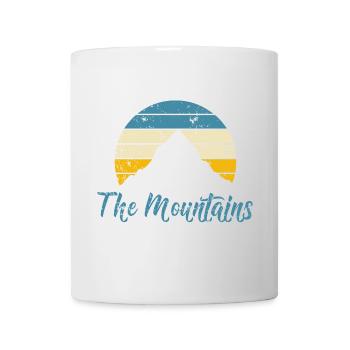 Berg Vintage Retro Sunset Sunrise Spruch Wandern - Tasse - Weiß - Vorne