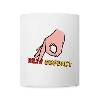 Comic Hand Index Finger with Retro Text - Mug - white - Front