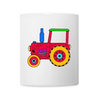 Red tractor for boys and girls - Mug - white - Front