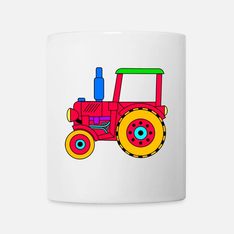 Tracteur rouge pour garçons et filles - Mug blanc - blanc