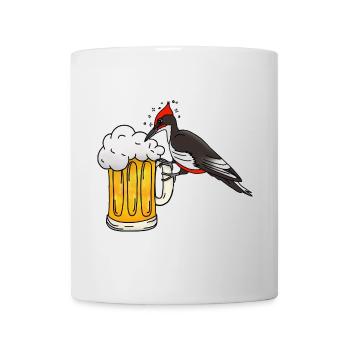 Specht mit Bierkrug  - Tasse - Weiß - Vorne