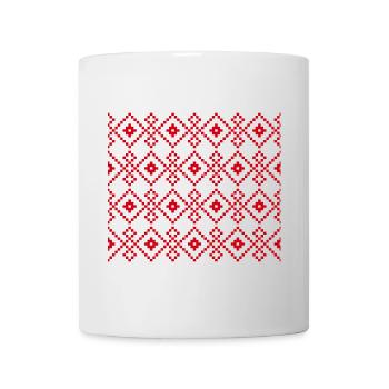 Weihnachtlicher einfarbiger Pullover (rot) - Tasse - Weiß - Vorne