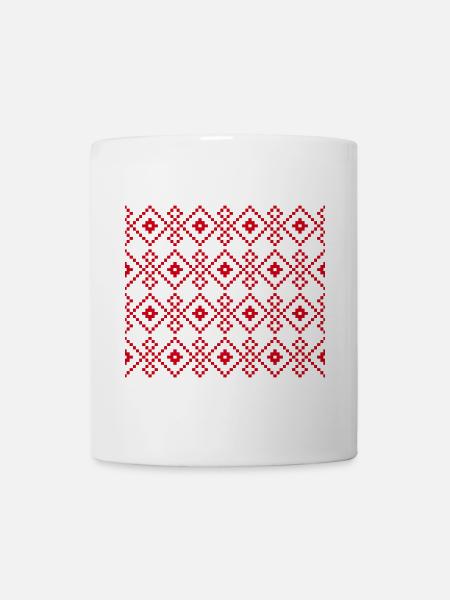 Weihnachtlicher einfarbiger Pullover (rot) - Tasse - Weiß