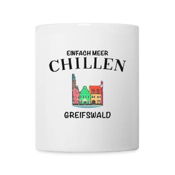 Greifswald, Meer Chillen, Fassaden am Fischmarkt - Tasse - Weiß - Vorne
