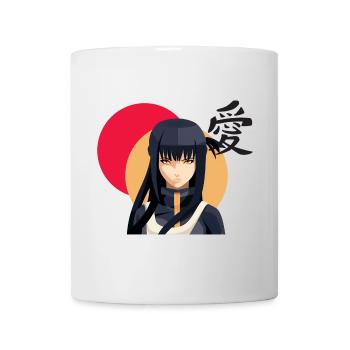 Ninja féminine anime soleil rouge - Mug blanc - blanc - Devant