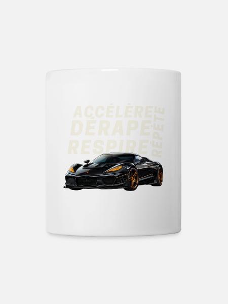 Voiture sport et lettres dynamiques - Mug blanc - blanc