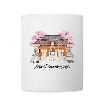 Kobe, Japan, Minatogawa-jinja, Kansai, Zeichnung - Tasse - Weiß - Vorne