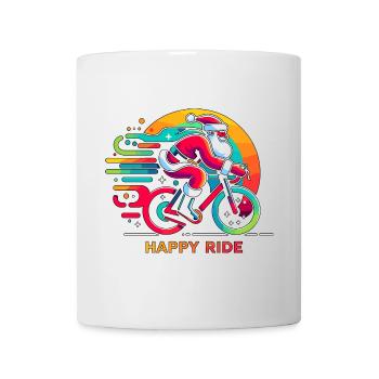 Vibrant Santa Cycling Illustration - Mug - white - Front