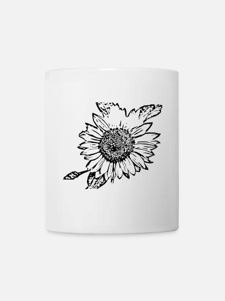 Blume schwarz Blumen schwarz Sonnenblume schwarz - Tasse - Weiß