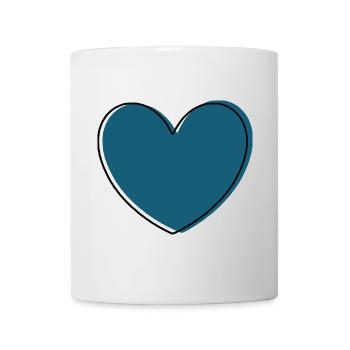 blaues Herz Geschenk - Tasse - Weiß - Vorne
