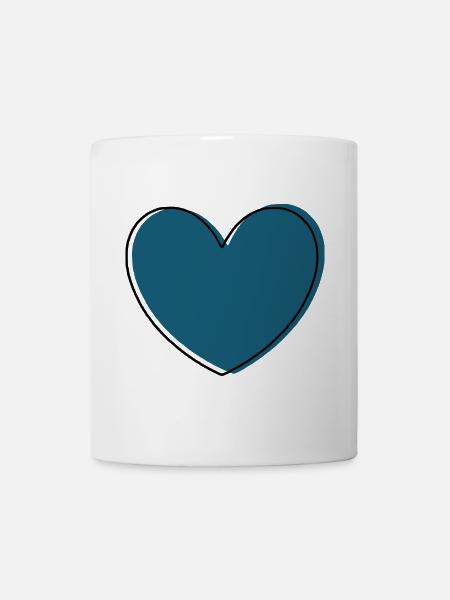 blaues Herz Geschenk - Tasse - Weiß