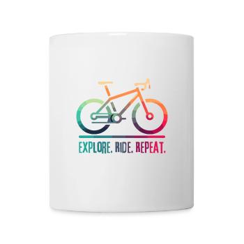 Explorez Ride Repeat - un projet pour le cycliste - Mug blanc - blanc - Devant