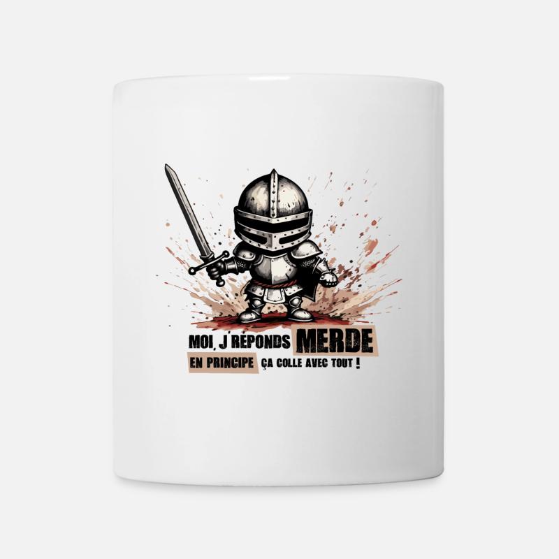Moi je réponds merde, ça colle avec tout ! humour - Mug blanc - blanc