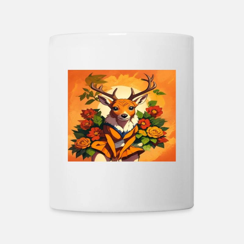 Faon floral en portrait orange - Mug blanc - blanc