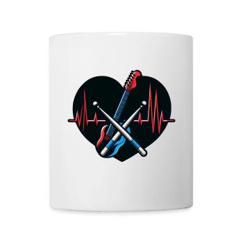T-Shirt Battement de Cœur et Baguettes de Batterie - Mug blanc - blanc - Devant