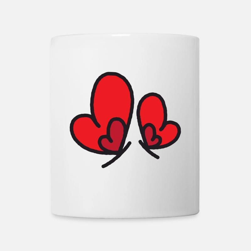 Silhouette des Deux Cœurs Rouges - Mug blanc - blanc