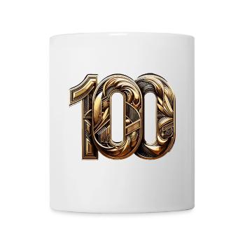 100 ans or moderne 100e cadeau d’anniversaire - Mug blanc - blanc - Devant
