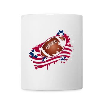 Football Graffiti Motiv mit amerikanischer Flagge - Tasse - Weiß - Vorne