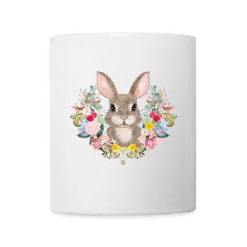 Spring wreath with rabbit as Easter bunny - Mug - white - Front