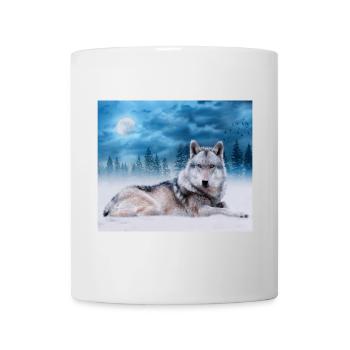 Einsamer Wolf / Wölfe Wolf Mond Mondschein Wildtiere - Tasse - Weiß - Vorne
