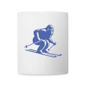 Affe Gorilla Schimpanse Ski Silhouette Design - Tasse - Weiß - Vorne