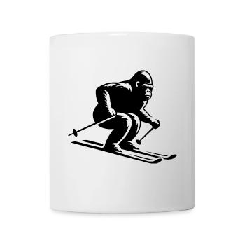 Affe Gorilla Schimpanse Ski Silhouette Design - Tasse - Weiß - Vorne