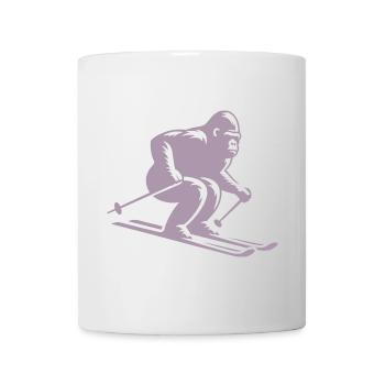 Affe Gorilla Schimpanse Ski Silhouette Design - Tasse - Weiß - Vorne